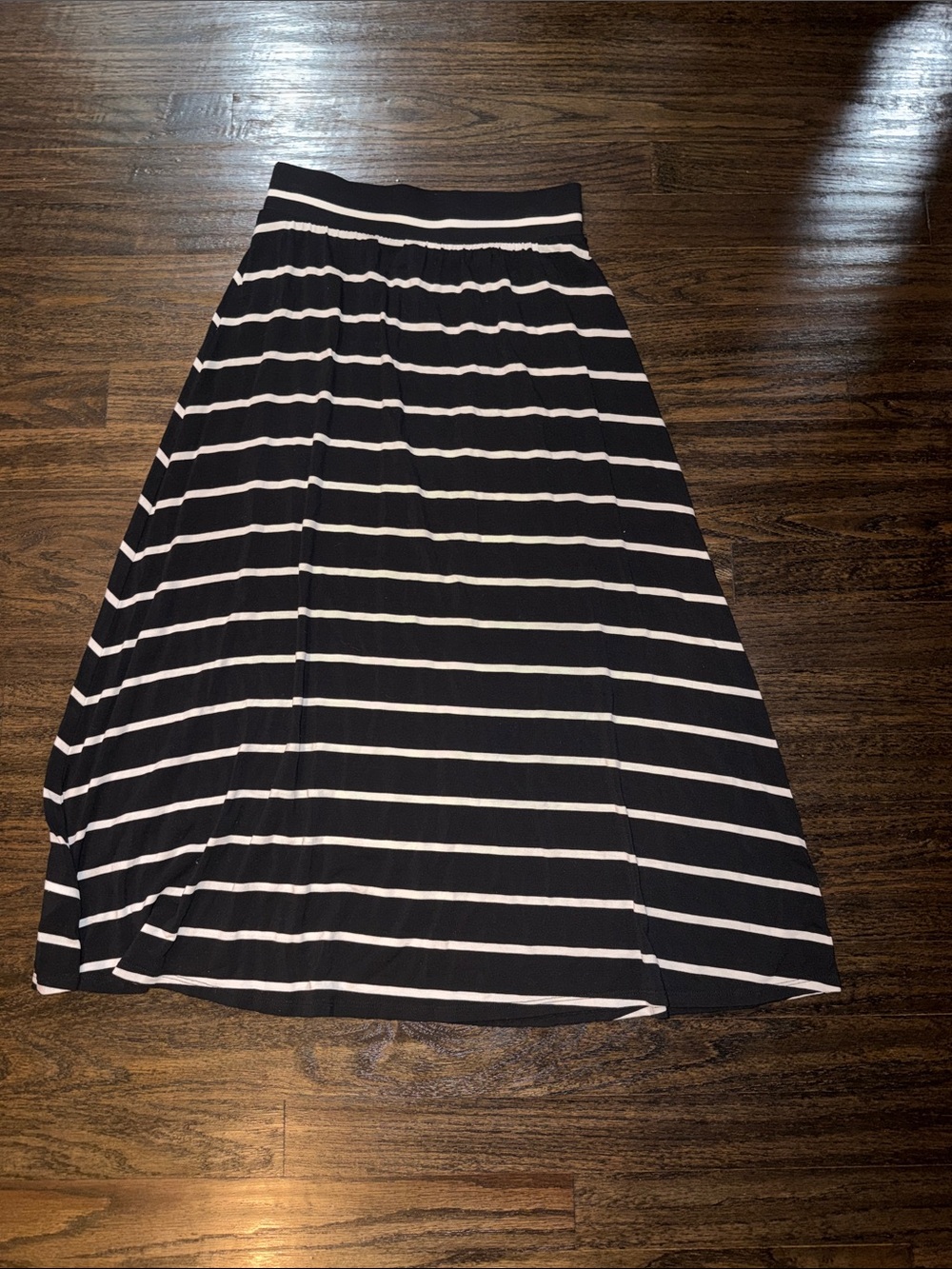 Cherokee Black and White Striped Maxi Skirt